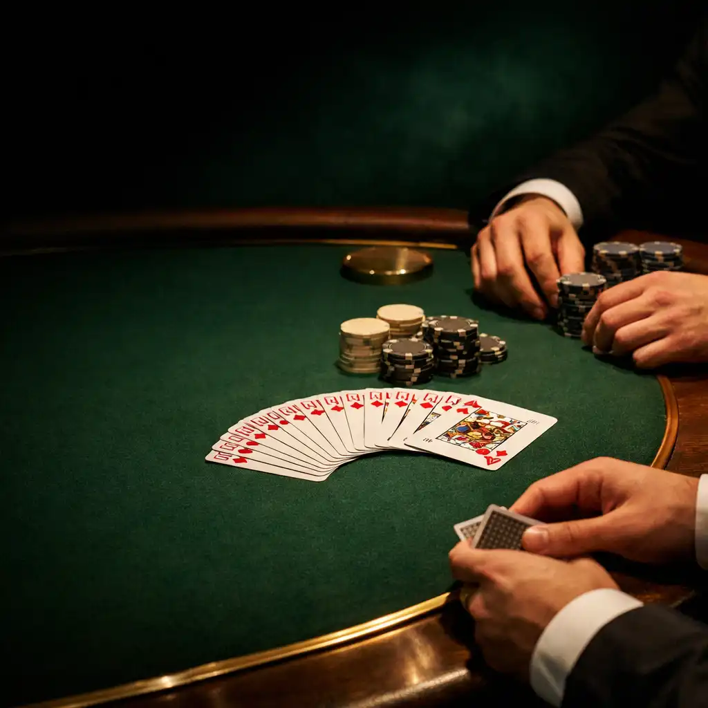 Profesjonalny stół pokerowy w strefie pokerowej Stol Vexira z zielonym suknem i mosiężnymi krawędziami